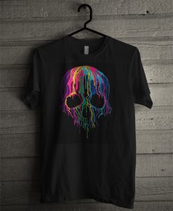 Melting Skull Liquid Blue Licensed Art T Shirt