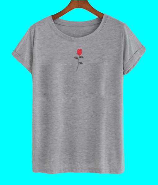 Red Rose Gray T Shirt