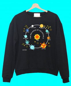 The Balance Of Celestials Planets Black Sweatshirt