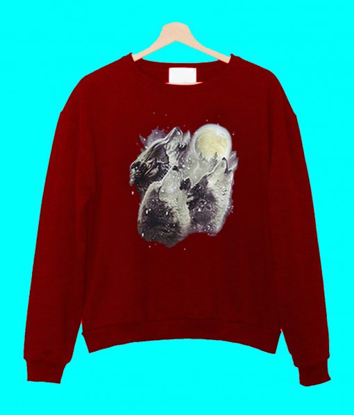 Three Wolves and Moon Sweatshirt