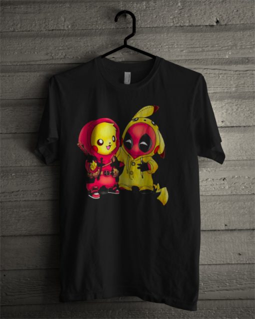 Baby Pikachu Pokemon and Deadpool T Shirt