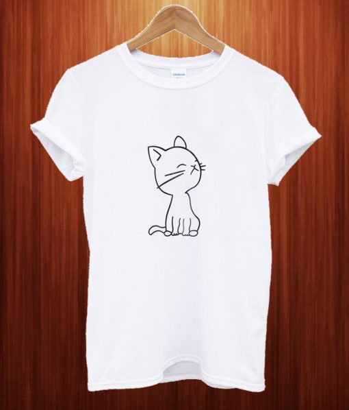 Cat Print Cuffed T Shirt