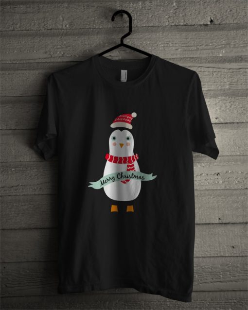 Cute Penguin Wishes Merry Christmas T Shirt