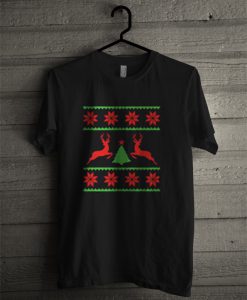 Deer Christmas Black T Shirt
