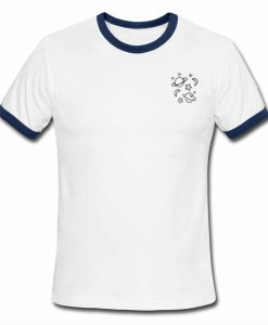 Feminino Com Viés Space Planetas Ringer T Shirt