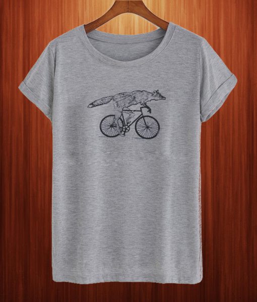 Fox On Bicycle Mens T Shirt