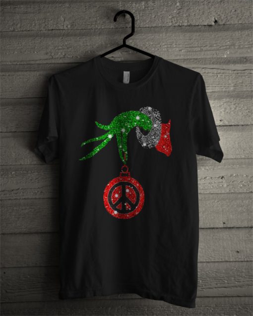 Grinch Hand Holding Peace Ornament Christmas T Shirt