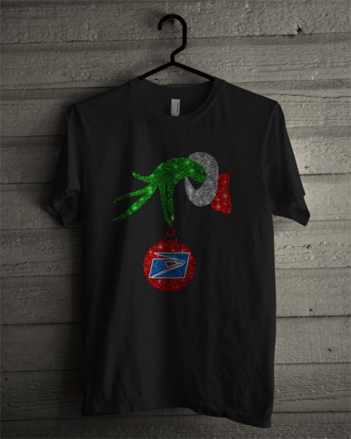 Grinch Hand Ornament US Postal Service Christmas T Shirt