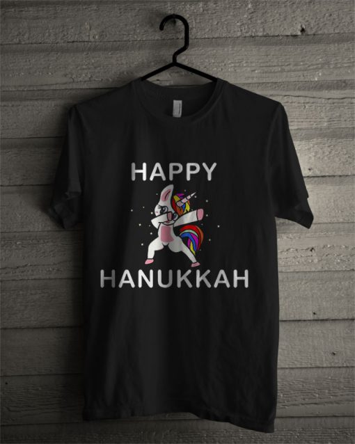 Happy Hanukkah Dabbing Unicorn Jewish Humor T Shirt