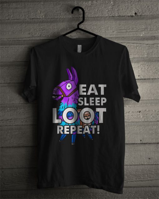 Loot Llama Eat Sleep Loot Repeat Battle Royale T Shirt