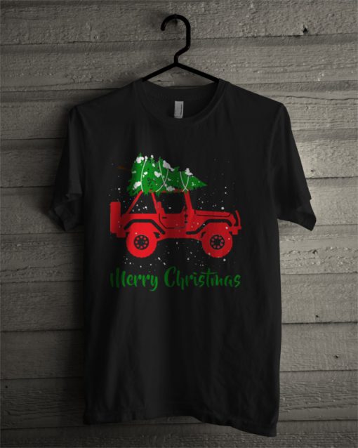 Merry Christmas Jeep Carring Christmas T Shirt