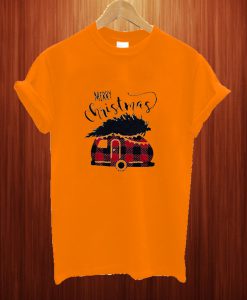 Merry Christmas Plaid Car Cream T Shirt