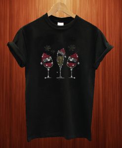 Merry Christmas Three Glass Wine T Shirt