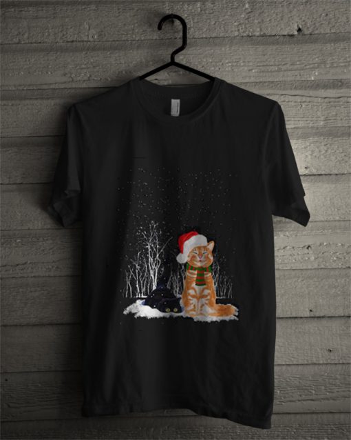 Official Cat Christmas Snow Night T Shirt