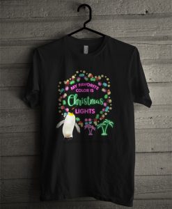 Penguin Christmas Lights T Shirt