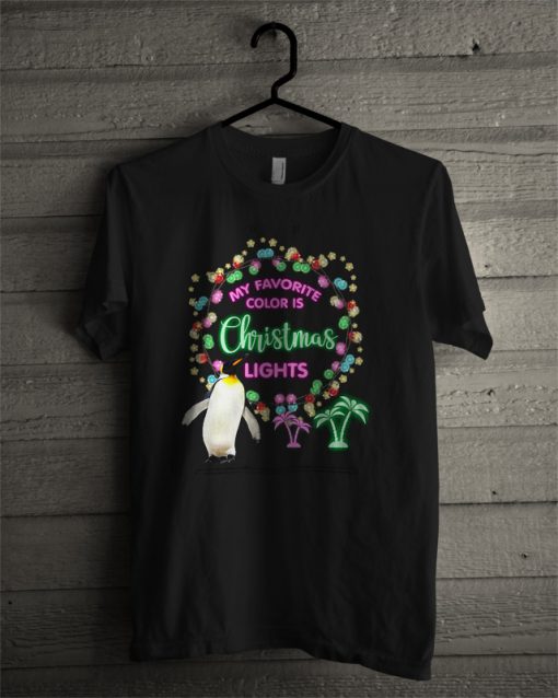 Penguin Christmas Lights T Shirt
