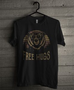 Retro Sunset Bear Free Hugs T Shirt