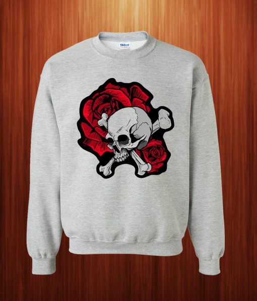 Skull and Roses Grey Sweatshirt