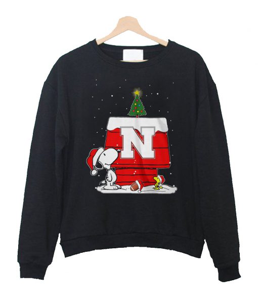 Snoopy Xmas Football Nebraska Cornhuskers Sweatshirt