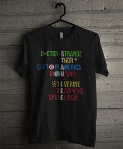 Stan Lee Avenger Team Names T Shirt