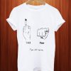 White Hand Gesture Print T Shirt