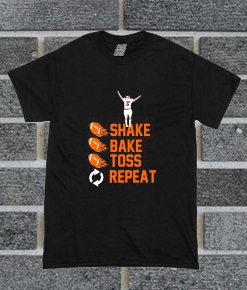 Baker Mayfield Shake Bake Toss Repeat Cleveland Browns Quarter Back T Shirt