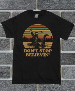 Bigfoot Riding Loch Ness Monster Don’t Stop Believing Vintage T Shirt