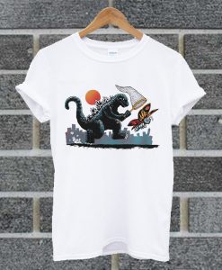 Catching Kaiju Godzilla White T Shirt