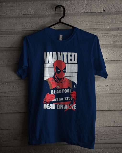 Deadpool Dead And Wanted Navy T Shirt