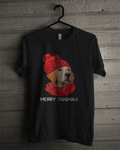 Golden Retriever Red Scarf Merry Dogmas T Shirt