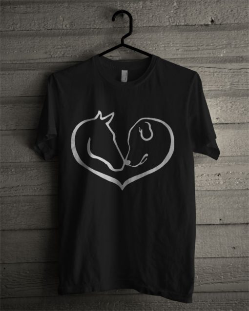 Horse And Dog Shape Of Heart T Shirt