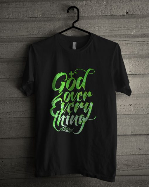 Mens God Over Everything Neon Green T Shirt