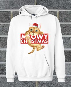 Meowy Christmas With White Hoodie