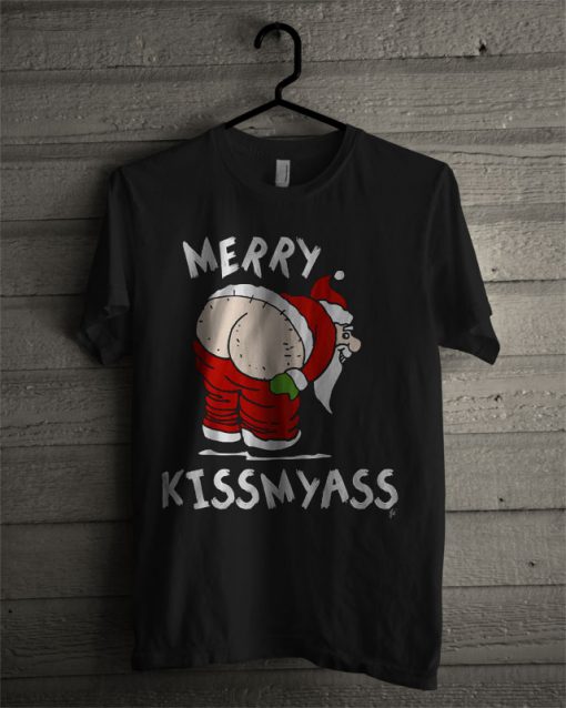 Merry Kiss My Ass Christmas Grinch Santa T Shirt