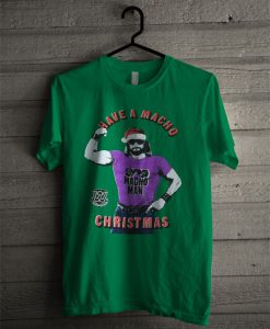 New WWF Macho Man Randy Savage Have A Macho Christmas Men's WWE Vintage T Shirt