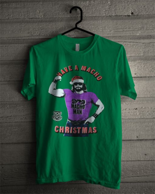 New WWF Macho Man Randy Savage Have A Macho Christmas Men's WWE Vintage T Shirt