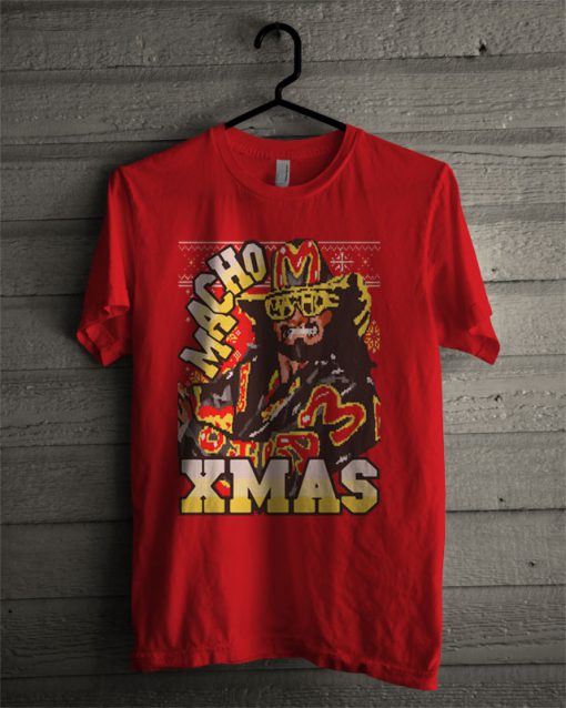 Red Crewneck Macho Man Christmas T Shirt