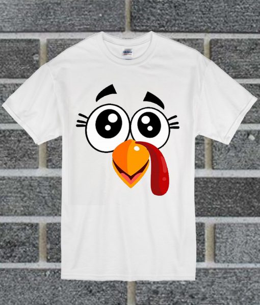 Turkey Face Thanksgiving White T Shirt