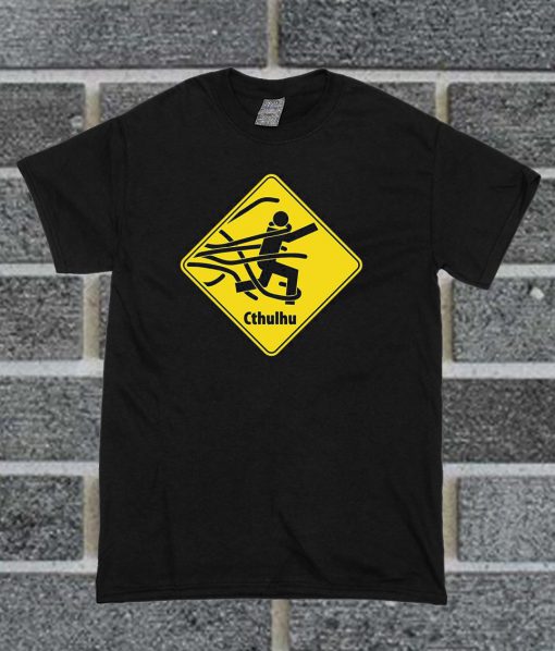 Cthulhu Warning Funny Yellow T Shirt