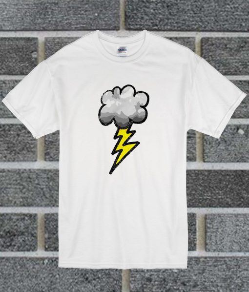 Gray Swirly Cloud with Lightning T Shirt