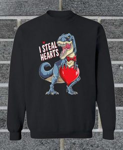 I Steal Hearts Dinosaur T Rex Valentines Sweatshirt