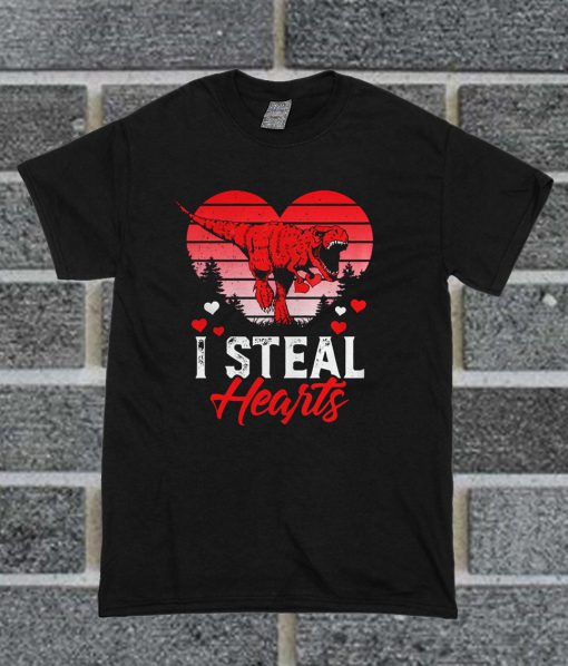 I Steal Hearts Dinosaur T Rex Valentines T Shirt