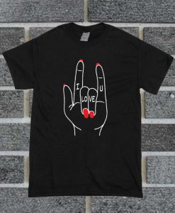 I Love You Hand Devil Horns T Shirt