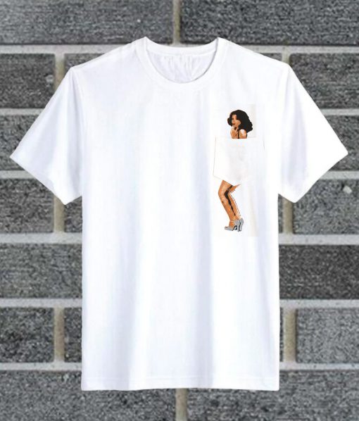 Young Lady Print Pocket T Shirt