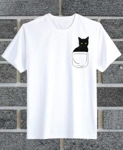 A Black Kitty Cat Pocket T Shirt