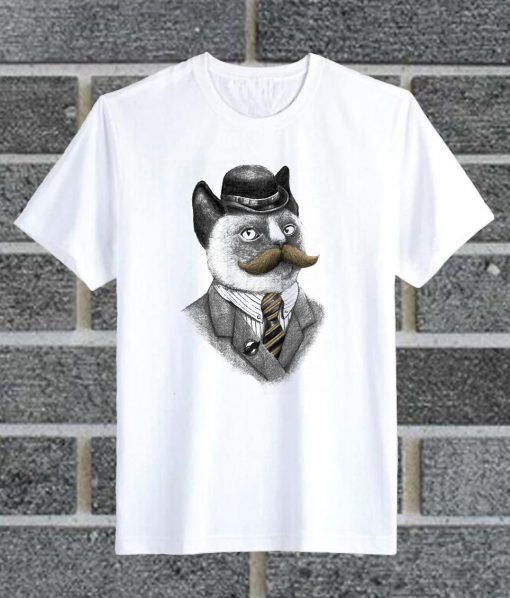 Dapper Kitty Cat Mustache T Shirt