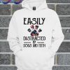 Flowers And Paw Easily Distracted By Dogs And Teeth Hoodie