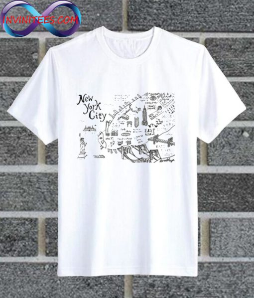 New York City Map Illustration And Wall Decal T Shirt