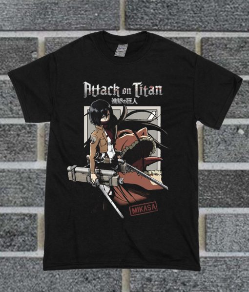 Attack On Titan Anime Mikasa With Titan Baby Doll T Shirt