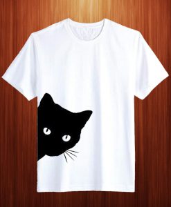 Cat Looking Out Side Print T Shirt